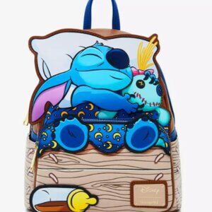 Loungefly Disney Lilo & Stitch Sleeping Stitch Mini Backpack AND Wallet
